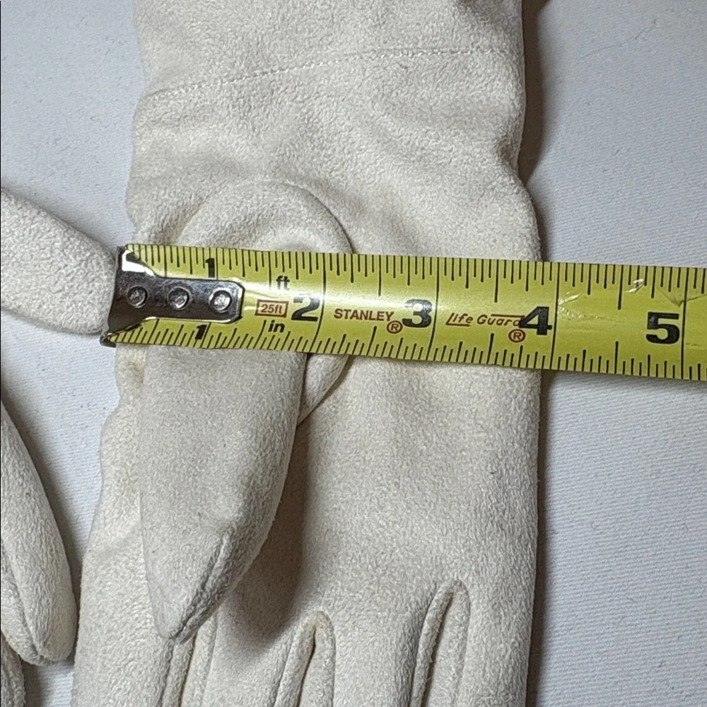 Coldwater Creek Ivory Poly Faux Fur decorated Long Gloves Medium